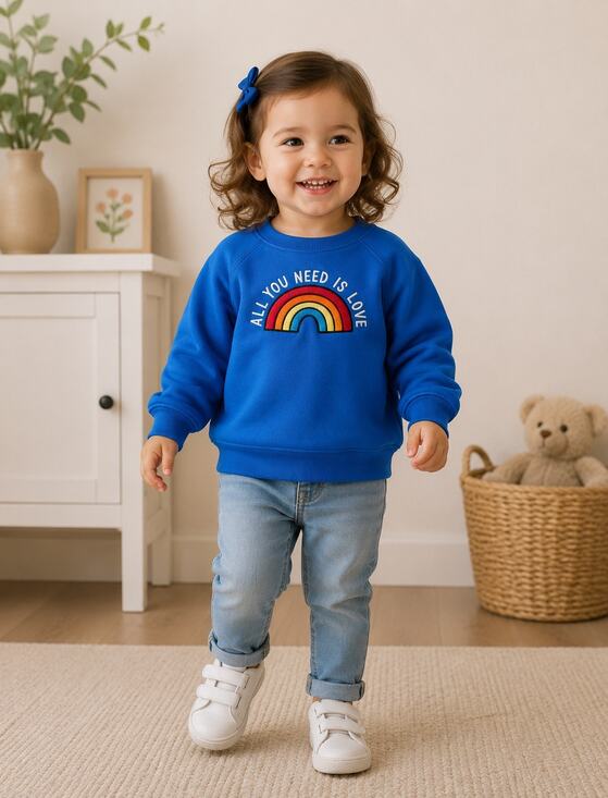 Hanna Andersson Other - Hanna Andersson French Terry Blue Love Rainbow Sweatshirt Unisex Toddler Size 3